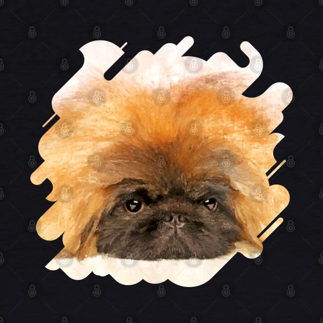 Portrait of fluffy sad Pekingese puppy by Nartissima